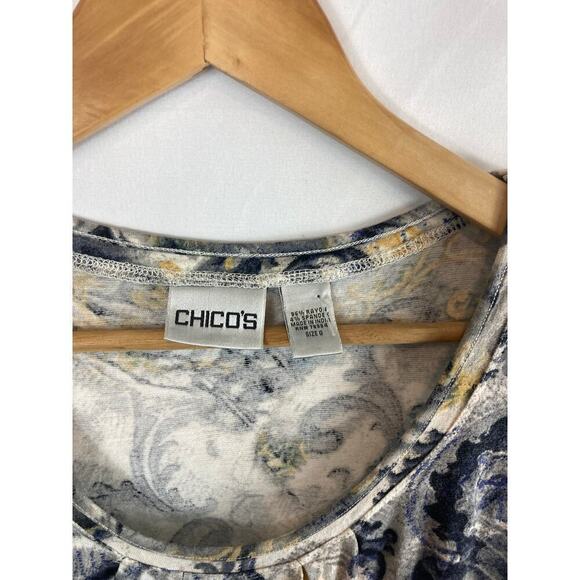 Chicos Patterned Pleated Tshirt Size 0 / Small - Picture 3 of 6